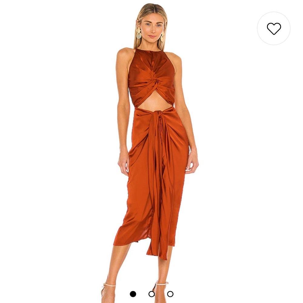 Andrea Iyamah Rust Midi Dress